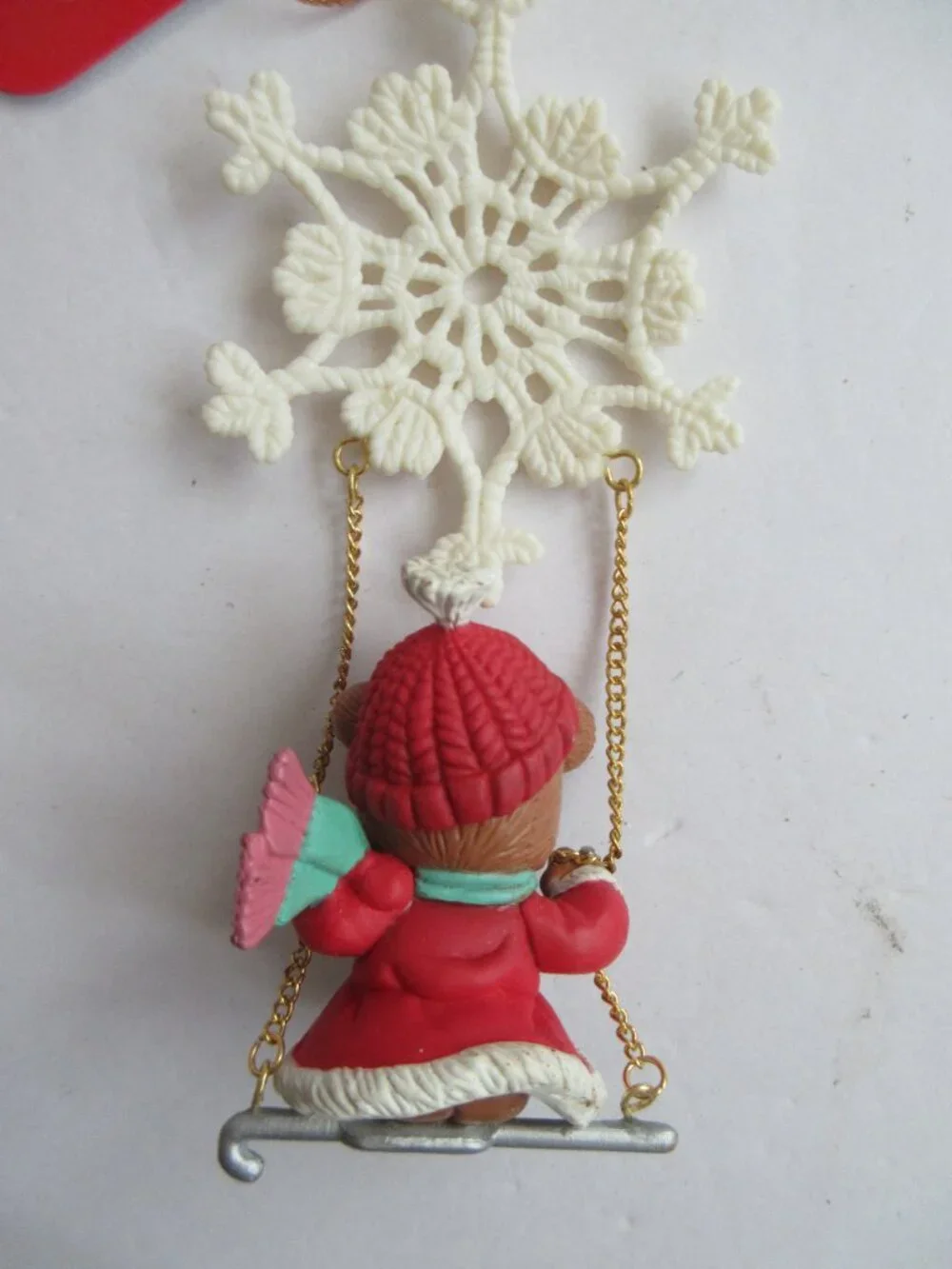 Trim A Home Christmas Tree Ornament Santa Bear on Snowflake Swing Kmart 1992
